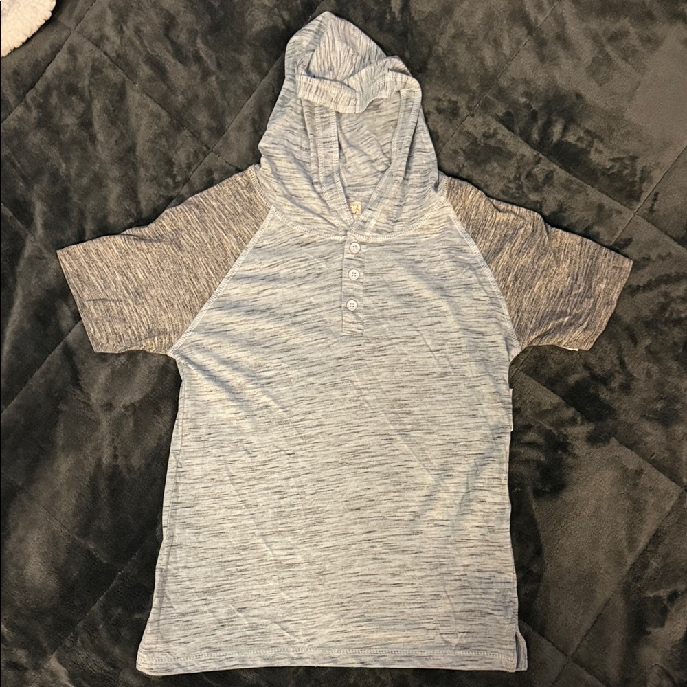 Stylish Kids' Gray and Blue Hooded Sweatshirt